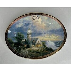 Thomas Kinkade A Light In The Storm July Collectors Plate (2002)